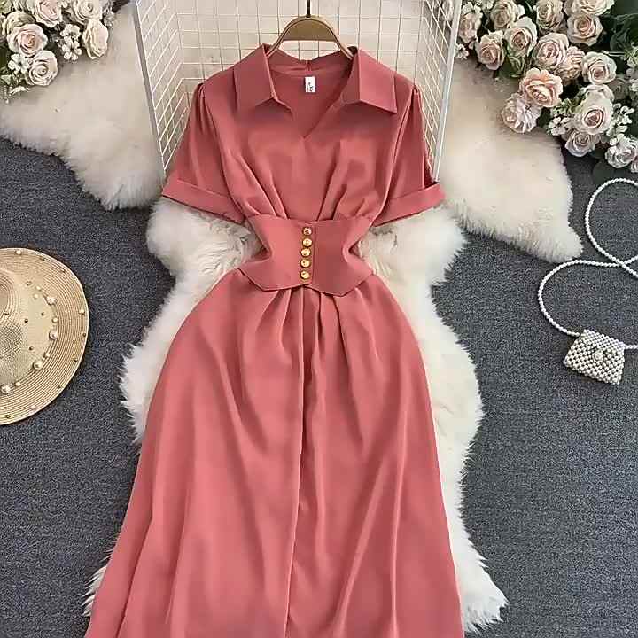 V Neck Ladies Fashion Clothing Summer Short Sleeve Fashion Hot Selling  Casual Women in Bulk Wholesale Dress for Woman New Style