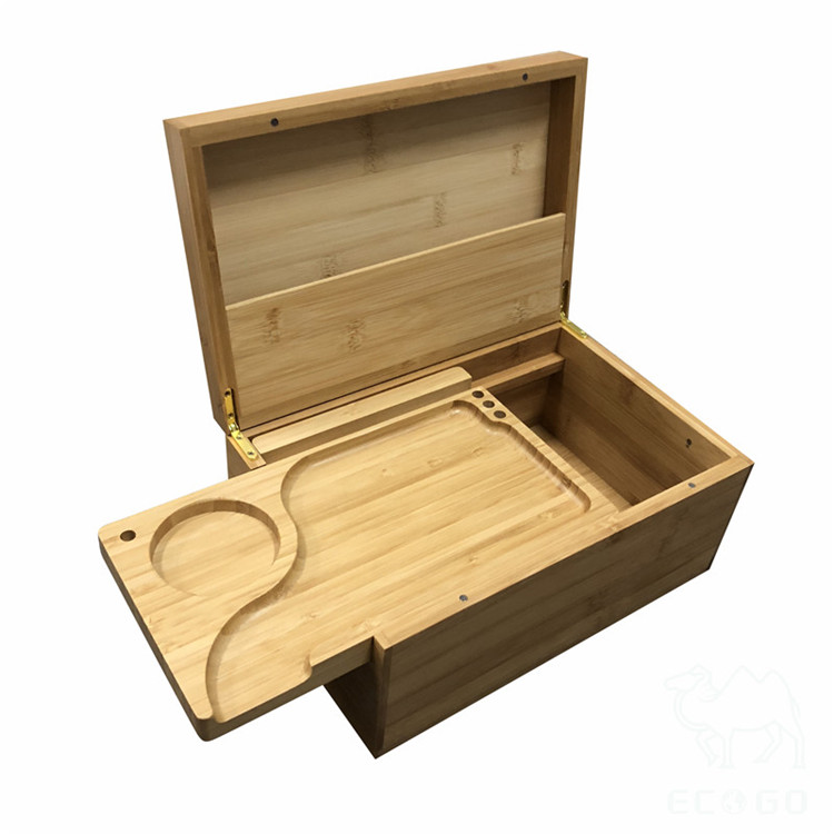 Контейнер для хранения из натурального бамбука, контейнер для хранения сорняков и табака с раздвижным лотком