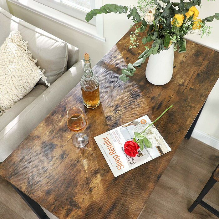 Counter Height Dining Table And Chairs Rustic Brown Kitchen Anti Collision