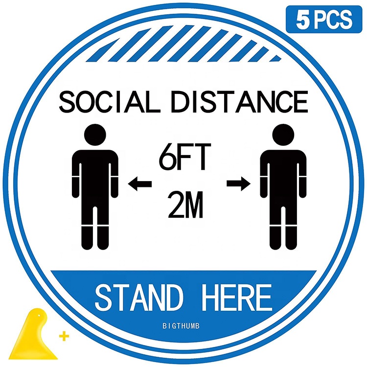 Social Distance Floor Stickers 11" Round Vinyl Removable Stickers Safety Floor Decals Please Keep 6 Feet Apart decal