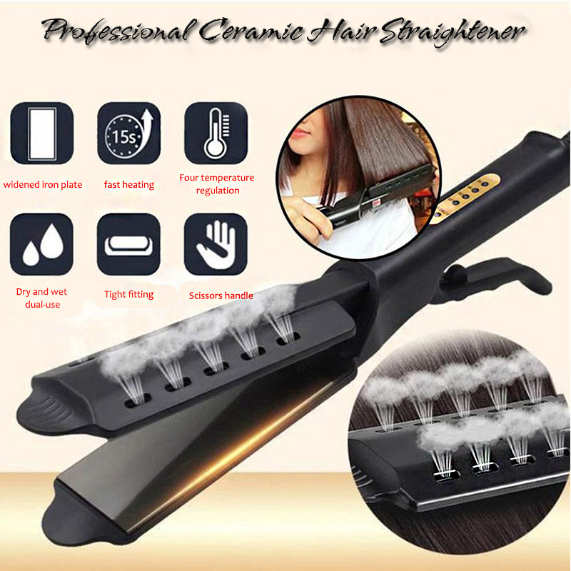 Wholesale Private Label Black Salon Wet Dry Titanium Ceramic Tourmaline Ionic Flat Iron Steam Hair Straightener Online