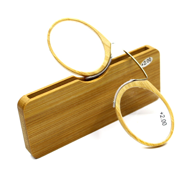 2020 新款男士便携式超轻型阅读眼镜木制竹鼻夹光学阅读眼镜
