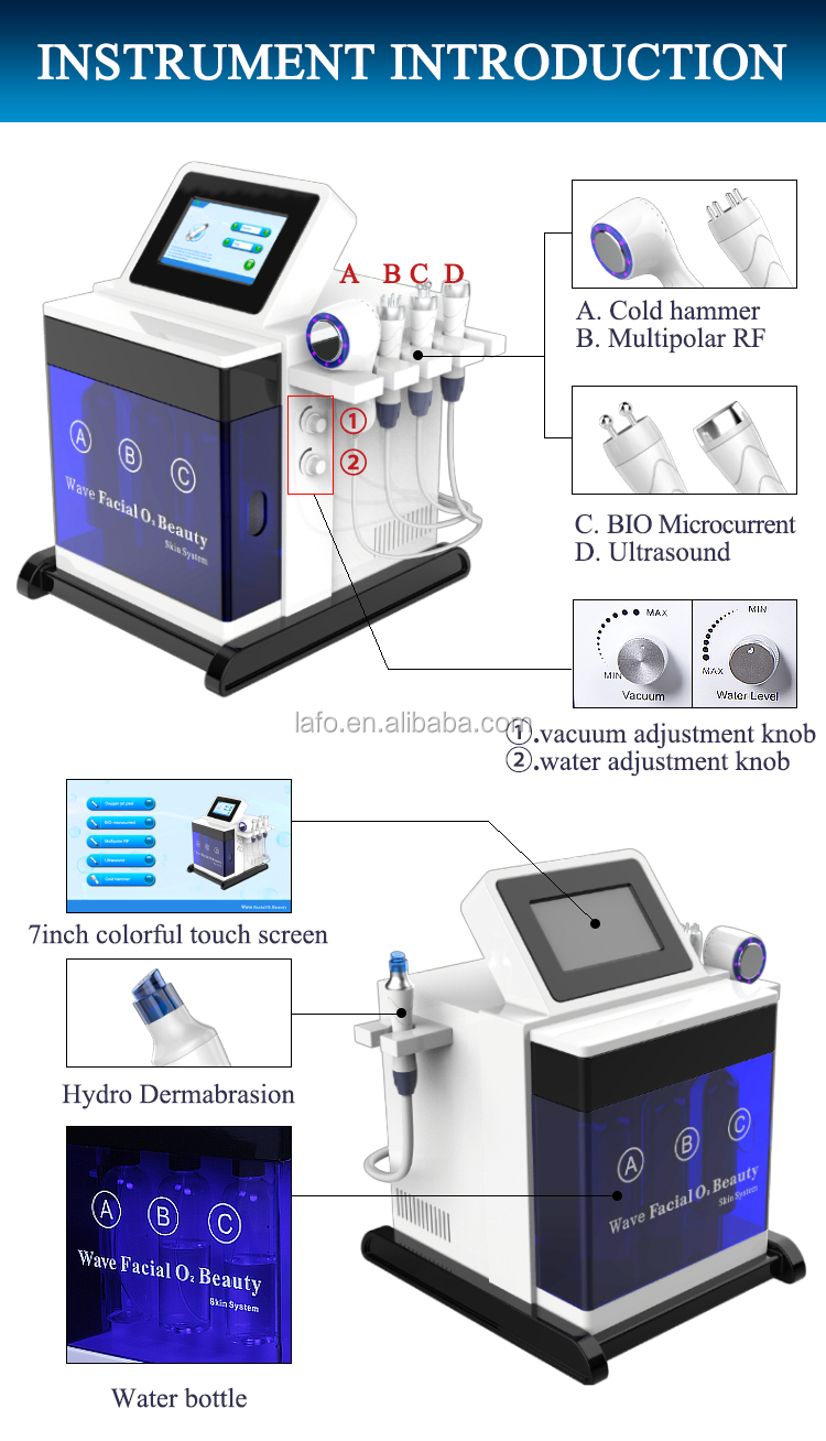 portable Hydro water dermabrasion facial machine / 5 in 1 multifunction skin face beauty instrument LF-836A