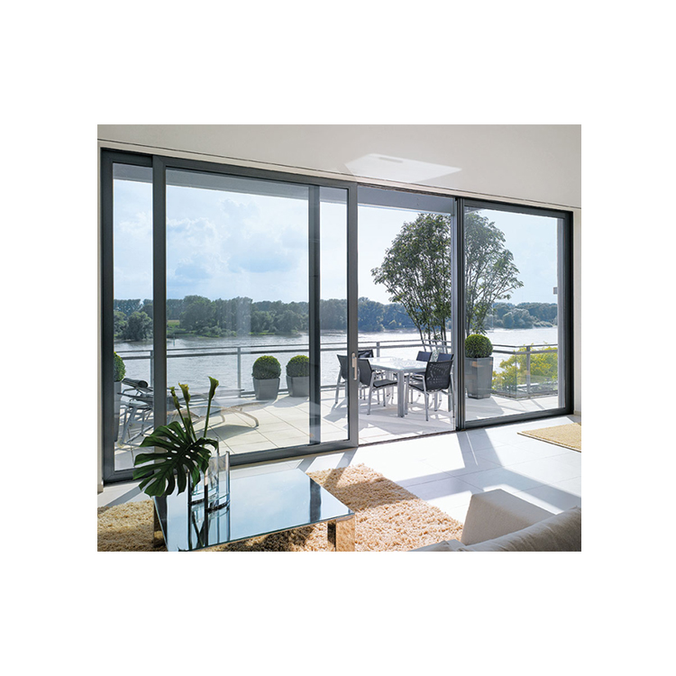 High End Kualitas Pintu Windows Supplier Bahan Aluminium Bingkai Balkon Sliding Pintu Kaca