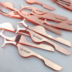 rose gold stainless steel lashes applicator tweezer custom logo eyelash extension tweezers