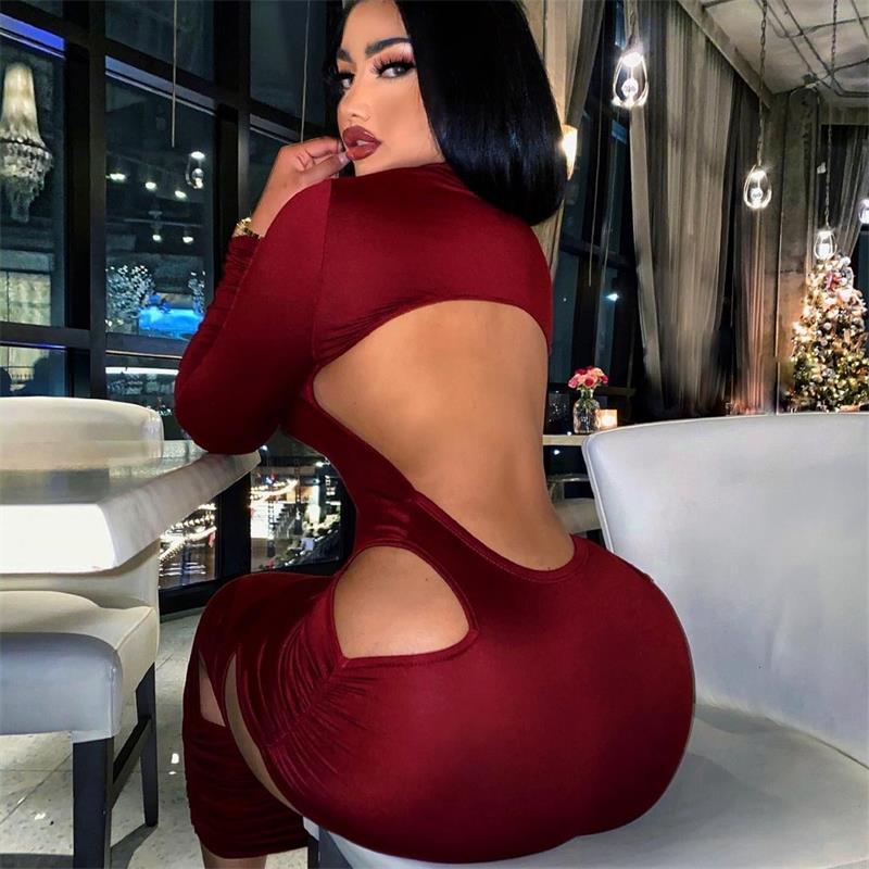 Новинка 2021, весенние платья, женские сексуальные платья с высоким воротником и открытой спиной, женские платья