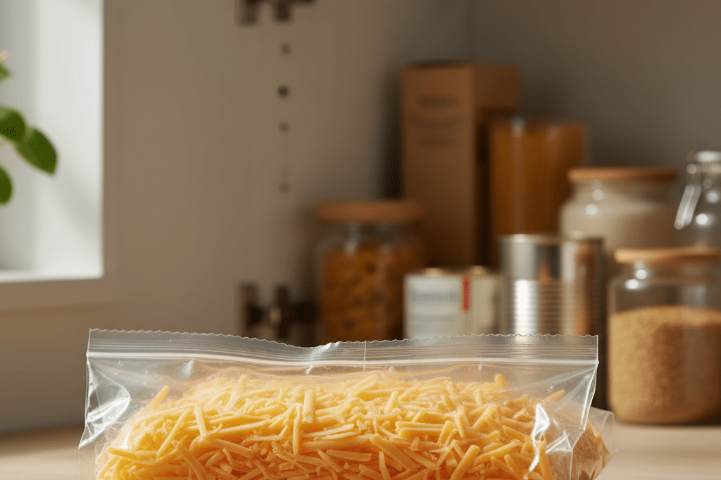 Detailed view of a cheese package with slight tampering under natural light, symbolizing allergen safety concerns