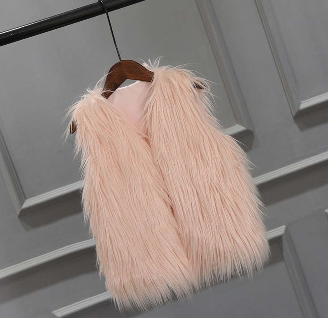 Новая популярная модная розовая Зимняя верхняя одежда из искусственного меха для маленьких девочек