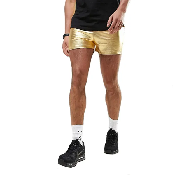 Mens Metallic Booty Shorts Sequin Hot Pants Clubwear Boxer Costumes Dancing 2 Pack
