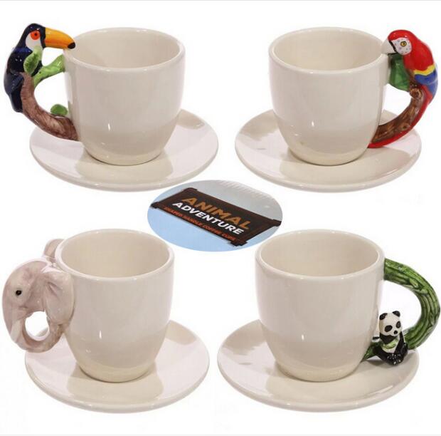 Mango en forma de animales selva tropical Novedad Taza de Cerámica Taza De Té Café Caja De Regalo