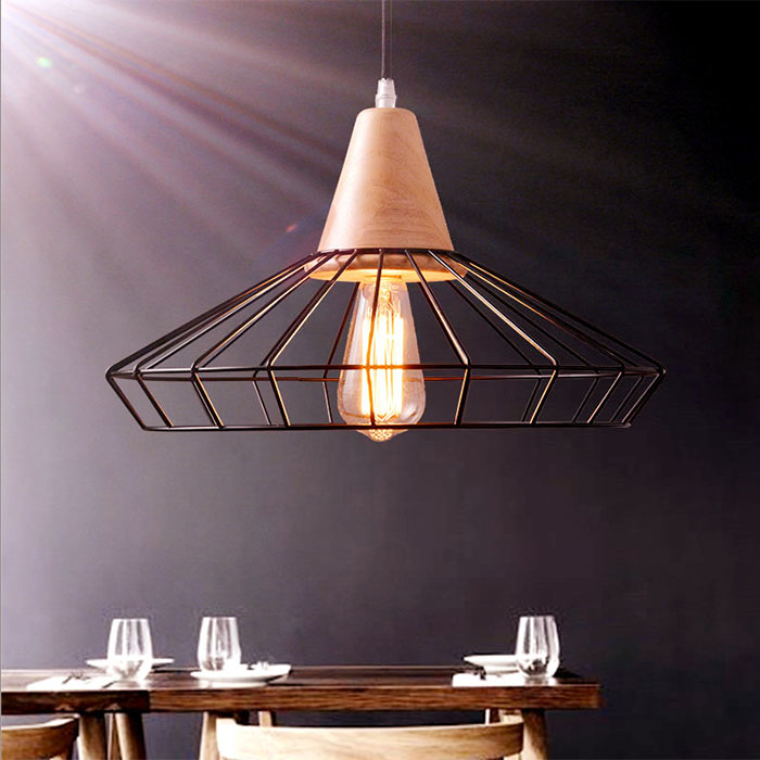 Simple Art Design Loft Hanging Lighting E26 E27 Wood Pendant Lamp