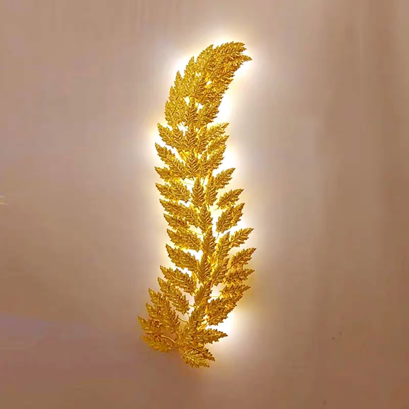modern decorative LED indoor brass gold aluminum leaf wall sconce wall lamp