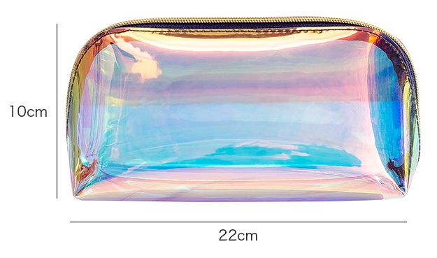 Portable Ziplock Holographic Pvc Cosmetic Bag Laser Clear Pvc Make Up sac plastique