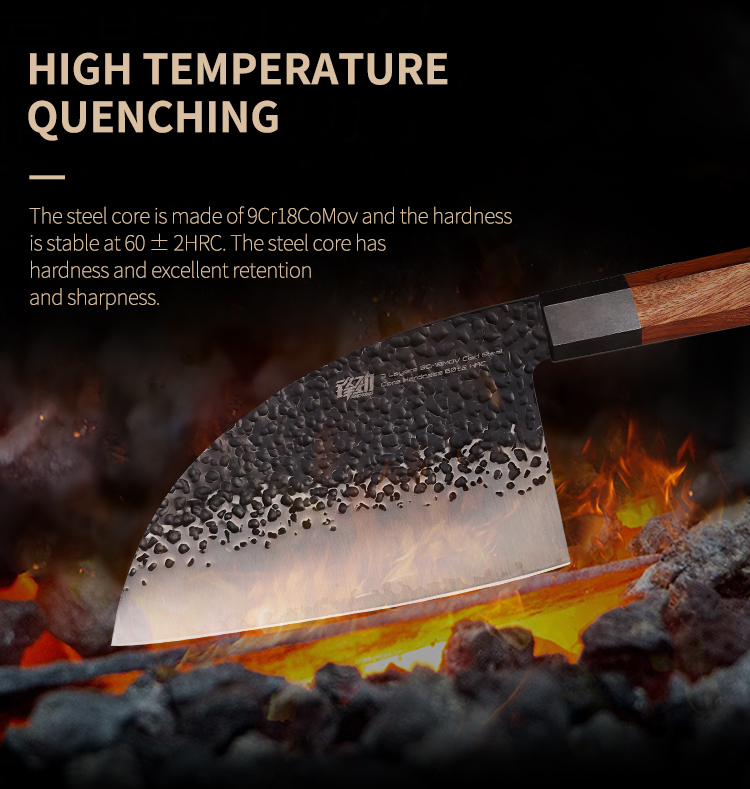 FINDKING 6.5 inch chef chopping knife Kitchen Outdoor Super Sharp Rosewood Handle Cleaver Butcher Knife with Cover