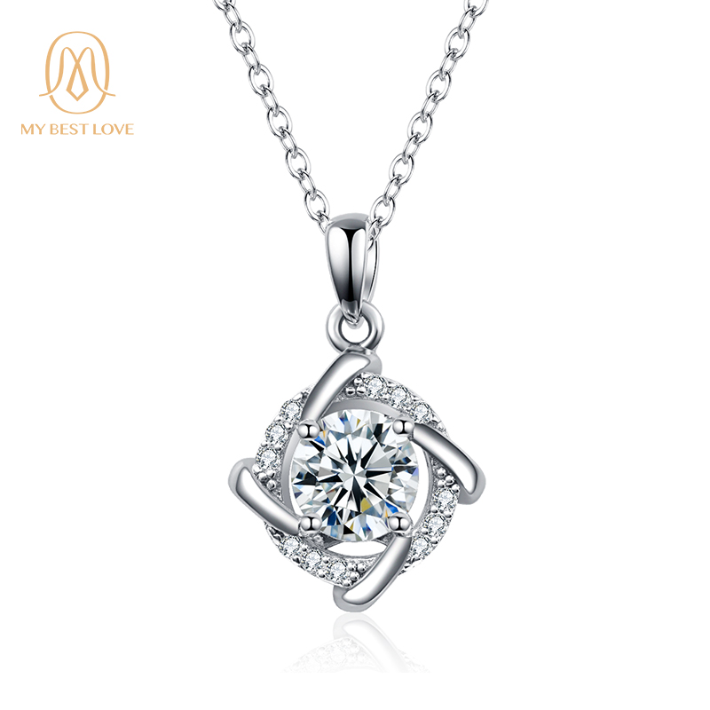 2021 Hot Selling Sterling Silver 925 Necklace Gift Box Packing Jewelry Necklace Moissanite Diamond Necklace