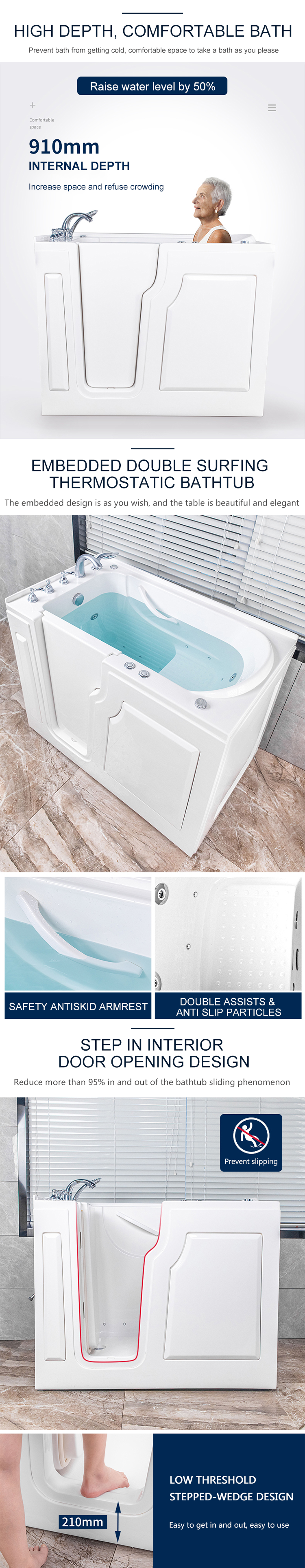 Air bubble & whirlpool walk in bathtub for seniors walk in bathtub for old bathtubs