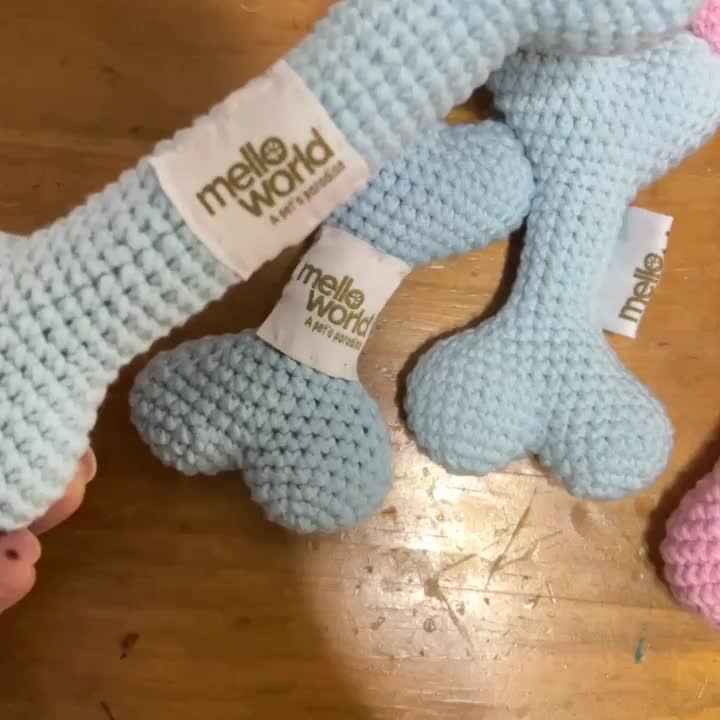 手作り犬の骨ニットかぎ針編みぬいぐるみ犬の骨あみぐるみおもちゃ