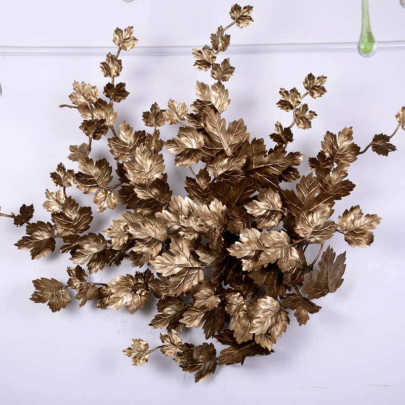 European creative led bronze  antique wall lamp maple leaf indoor lighting bedroom  hanging  bedside reading  lamps