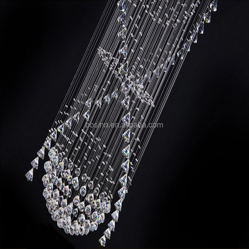 ダブルヘリックスクリスタルシャンデリア 80cm径 280cm高さ LED照明
