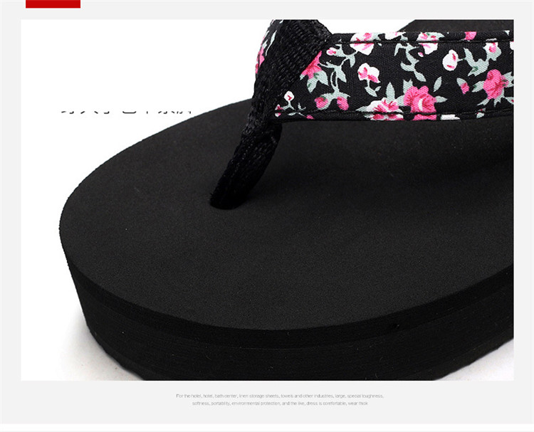 Custom Wedges Flip Flops Women Heel Beach Sandals Slippers Summer Floral Shoes