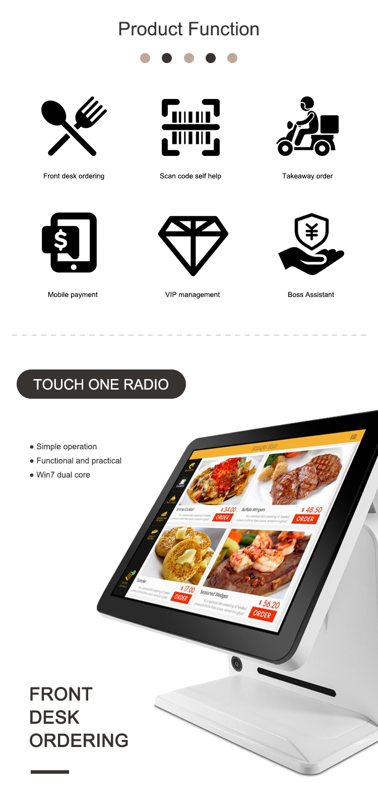 For Sale 15.6" Coffee Bar Retail Pos Billing Machine