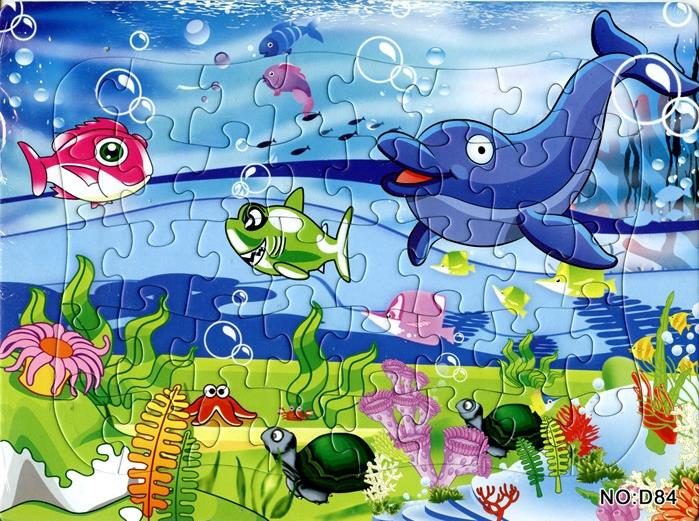 40 Pieces Paper Puzzle Diy Toys Underwater World Jigsaw Puzzle for Kids