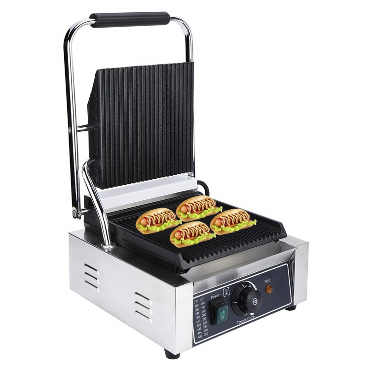 Высококачественная рифленая плита, газовый гриль Panini, коммерческий