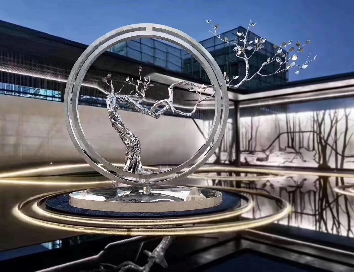 Skulptur Palme Edelstahl Glas Fotos | Milt's Dekor