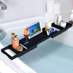 Luxury Bathtub Caddy Tray, One or Two Person Bath and Bed Tray, Bonus Free Soap Holder