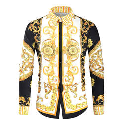 Luxury Royal Shirt Men Casual Slim Fit Long Sleeve Men Paisley Print Shirt Camisa Social Masculina Manga Longa Prom Party Shirt