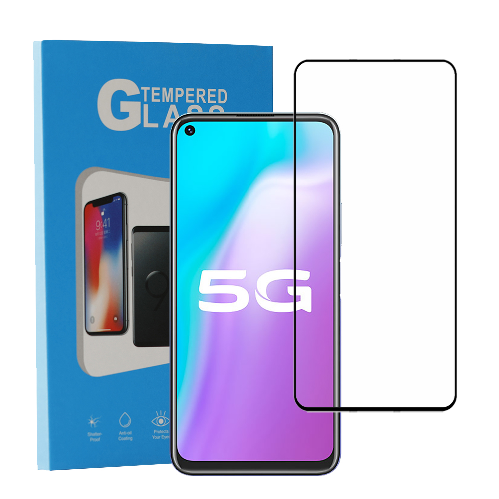 Black Color : Black LGYD for 25 PCS Full Screen Full Glue Anti-Fingerprint Tempered Glass Film for Vivo V15