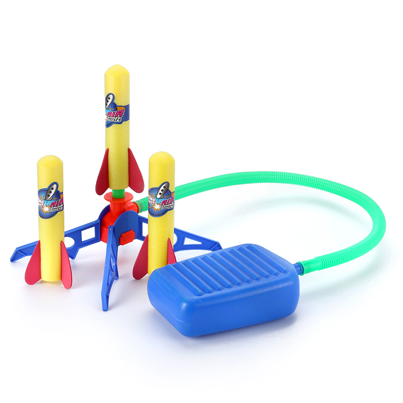 Лучшие продажи Amazon 3 шт ракеты спортивные игрушки подарок для мальчика пластиковая мягкая пена воздух топать ракету игрушки