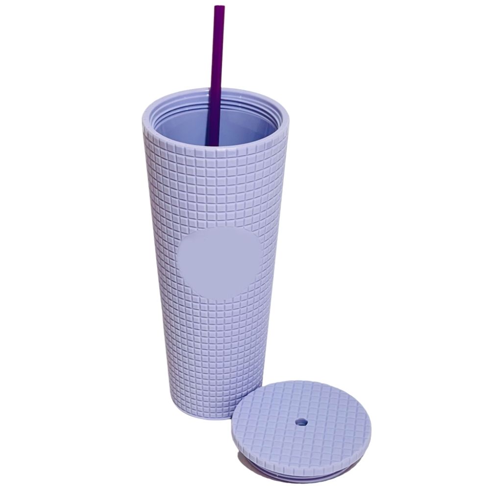 Double-wall Lilac Lavender Purple Grid Studded Tumbler