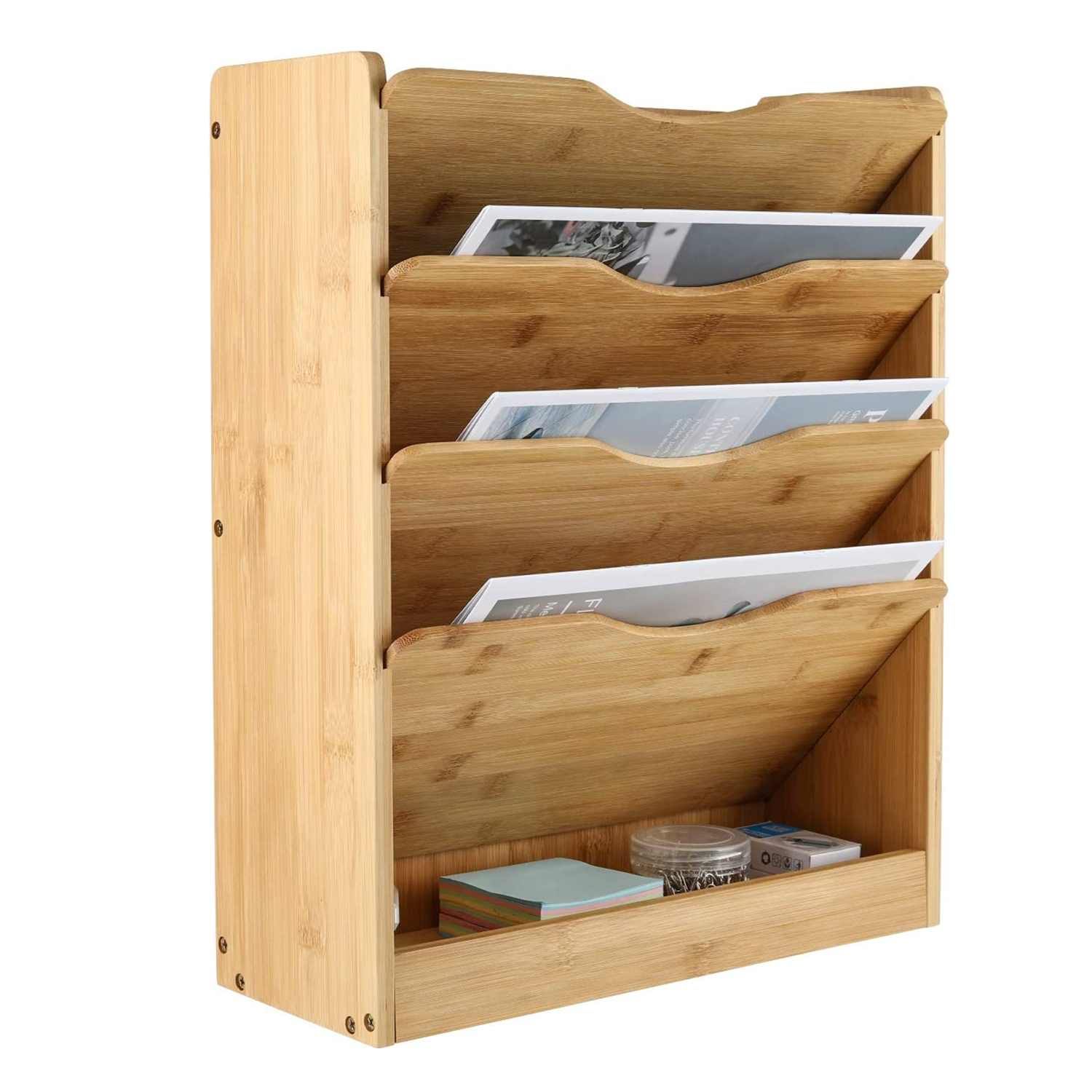 Бамбук 5 ярусов настенный журнал папка для документов почты Организатор бамбука металлический стеллаж для хранения