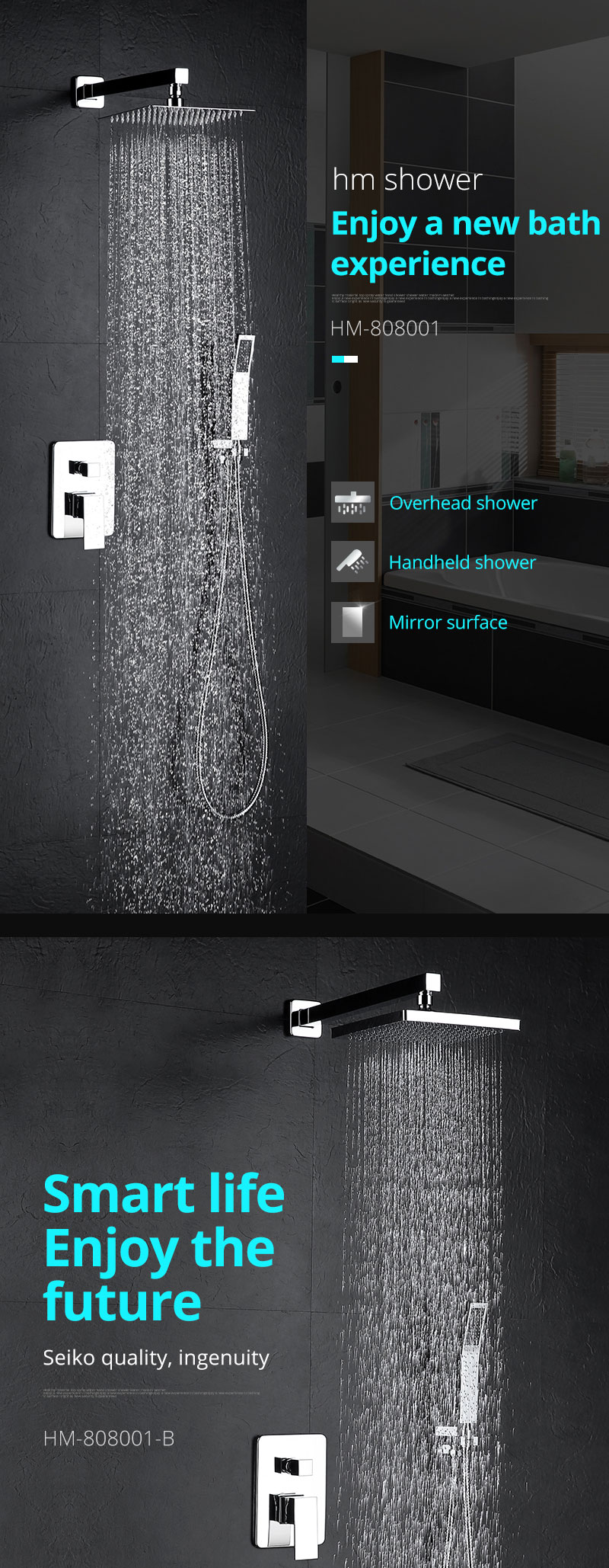 hm European Italian Style Square Bathroom Bath Exposed Thermostatic Bar Chrome SUS304 Shower Faucet Mixer Tap Taps Kits