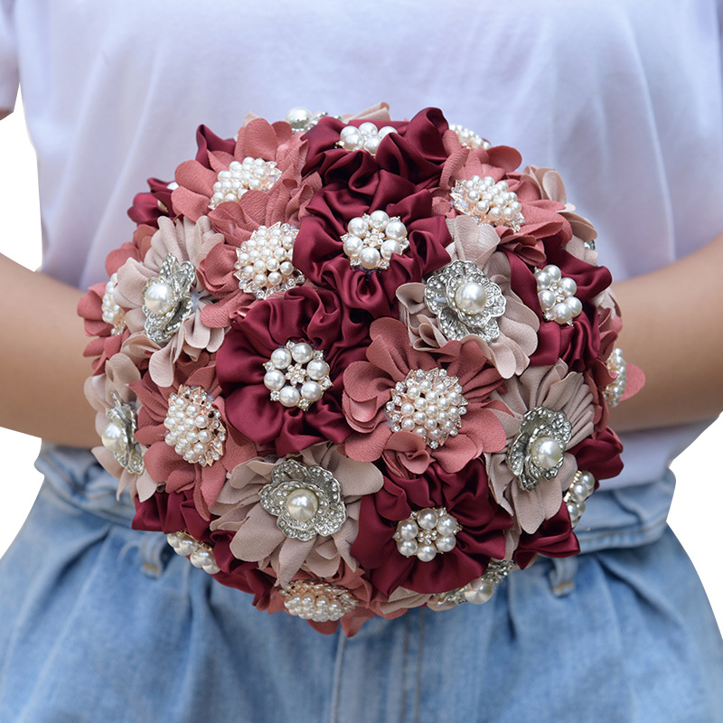 丝绸花手工婚礼花束新娘花人造花婚礼举行花束婚礼花束