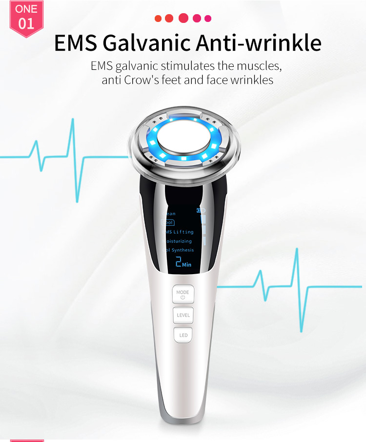 RTS Facial Clean Product EMS Galvanic Machine Red Blue LED Hot Cold Skin Tightening Device Face Lifting Massager