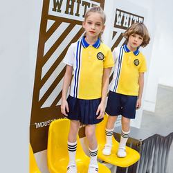 Primary school uniform two-piece school uniform kindergarten uniform summer dress children short-sleeved POLO shirt suit