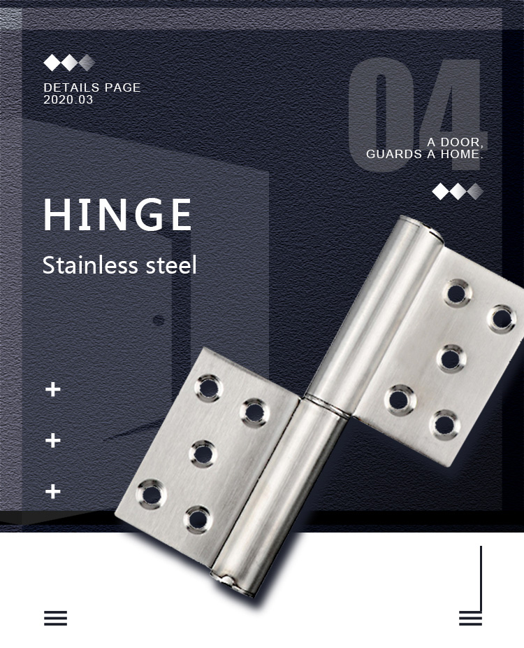 Stainless Steel 360 Degree Rotation Door Flag Hinge 2 Part Pressed Flag Hinge Lift Off Hinge
