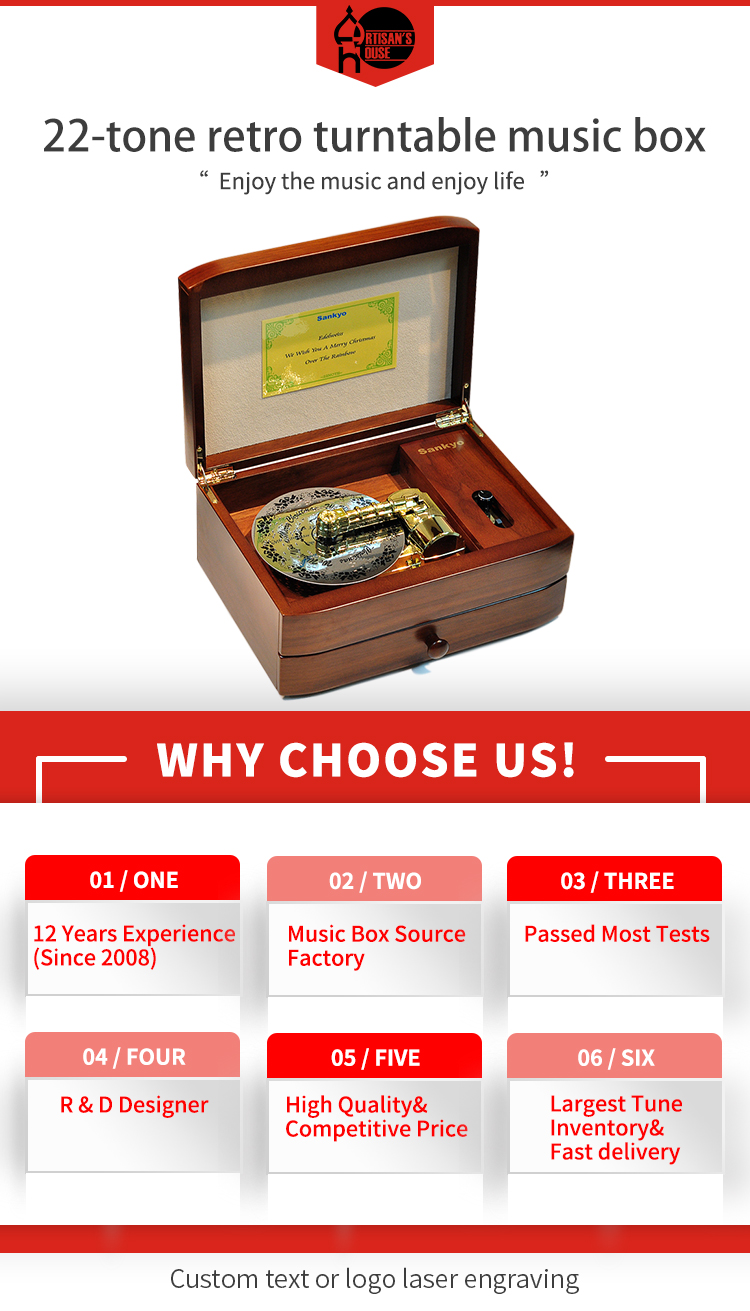 Sankyo 22 Tone Retro Turntable Music Box - Artisan's House