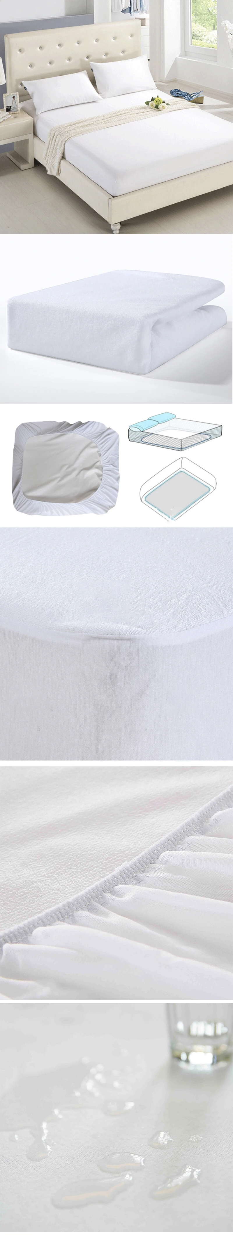 Queen Mattress Protector Waterproof Bed Cover Soft Surface Fabric Breathable Quiet Hypoallergenic Mattress cover