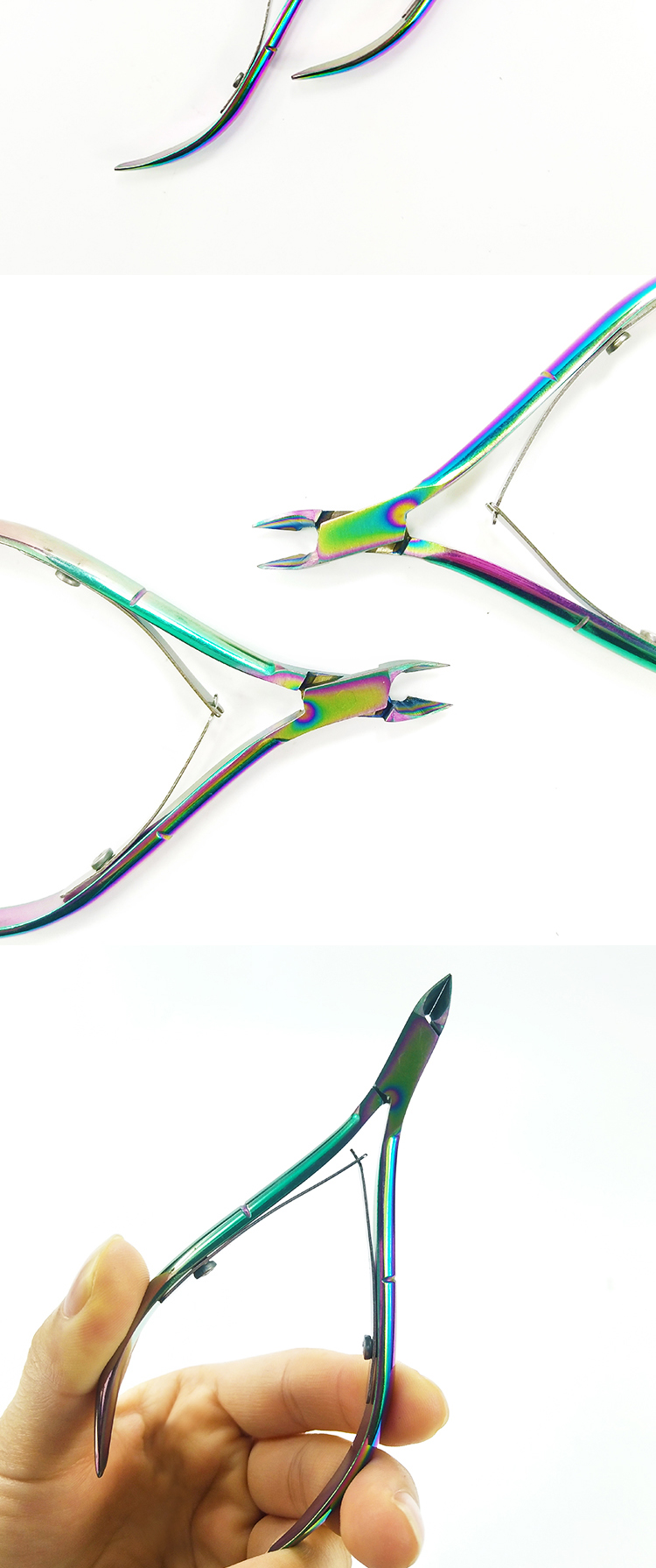 Meilleure Qualité Coupe-ongles Tondeuses Arc-En-Ciel En Titane Pince À Cuticules Cutter