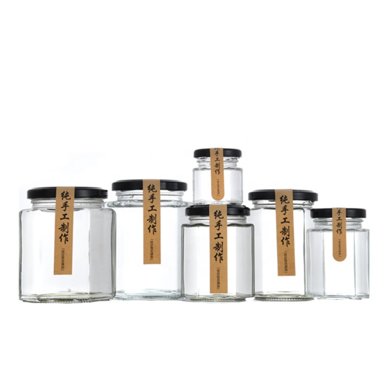 Шестигранная банка для меда из прозрачного стекла разных размеров оптом