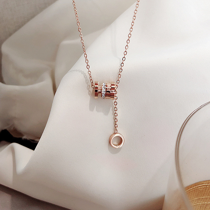 Ювелирные изделия Aimgal, простая универсальная цепочка до ключиц с римским цифровым ожерелье из титановой стали для женщин