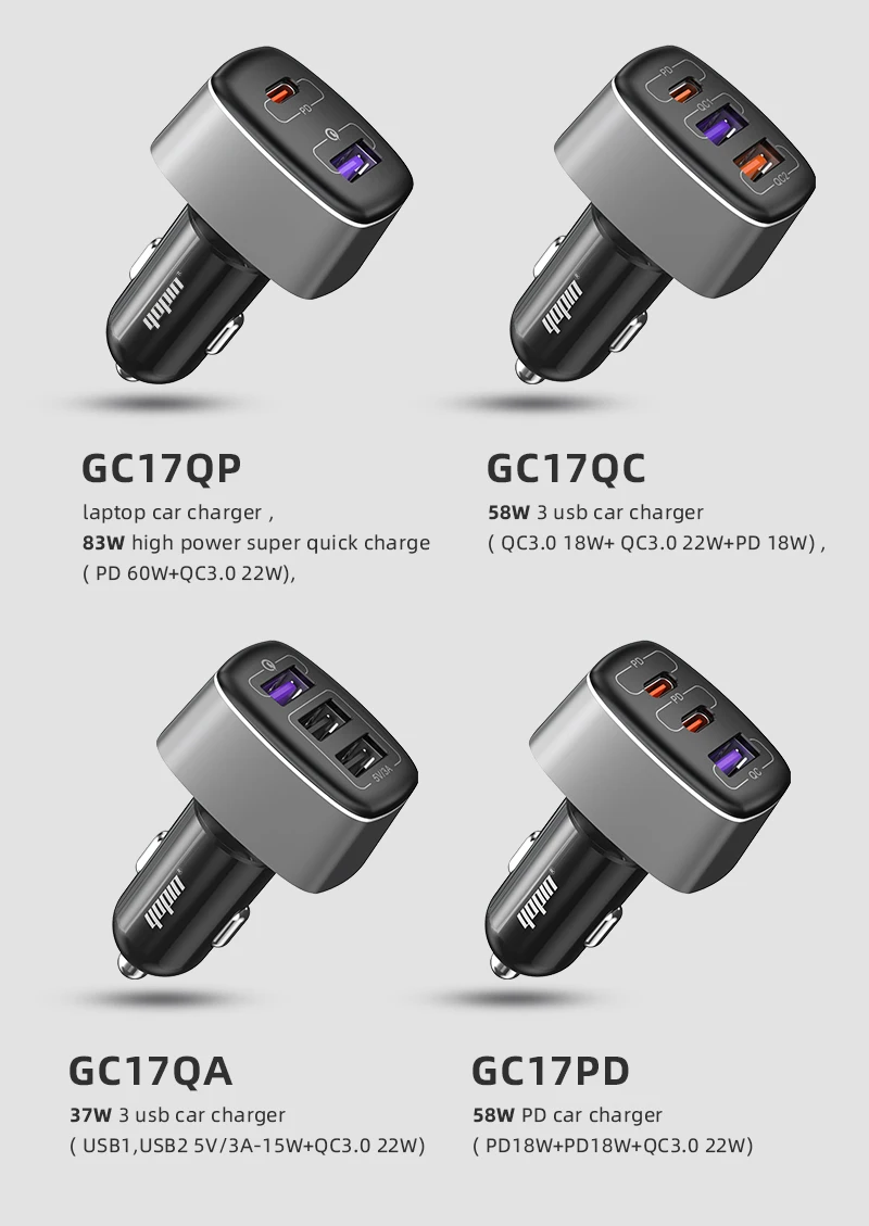 2020 new arrival full metal and leather dual qc 3.0 car charger