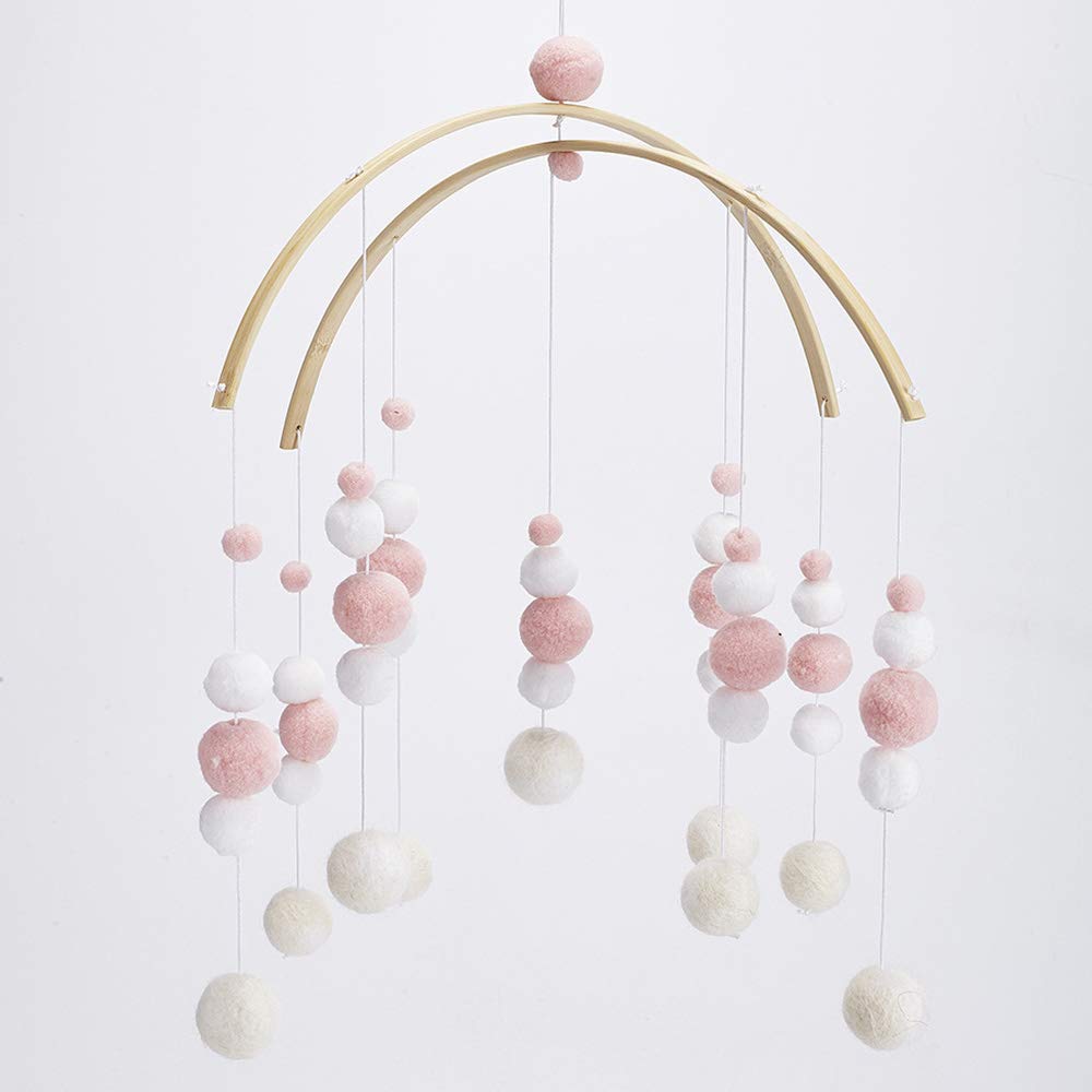 Шерстяной шар для детской кроватки, ветряные колокольчики, подвесное украшение, игрушка, войлочный детский мобильный для декора детской комнаты