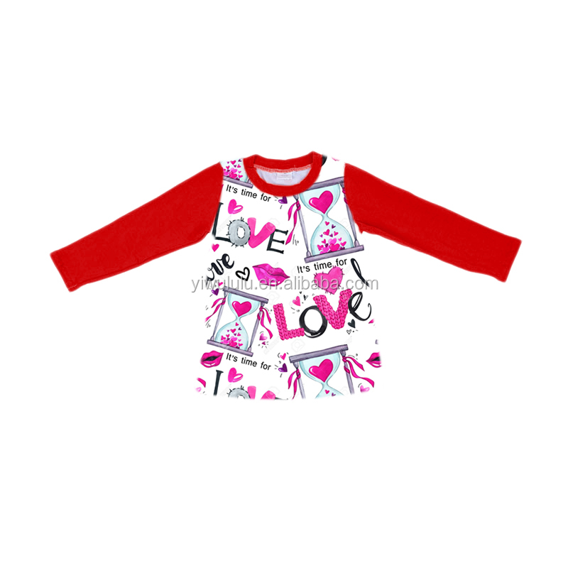Рубашка для маленьких девочек топ с длинными рукавами и надписью «День Святого Валентина»; детская рубашка