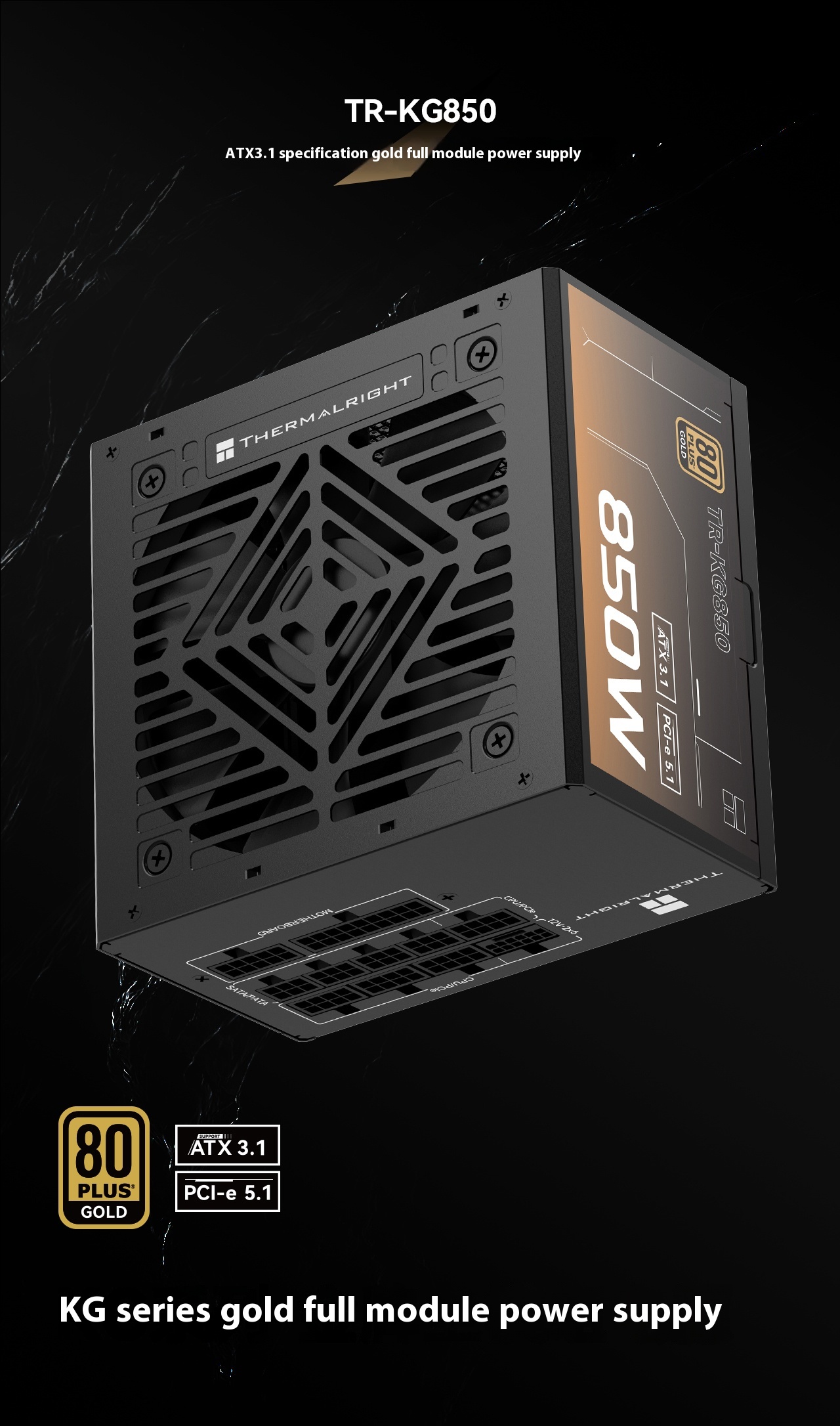 Thermalright TR-KG850 850W ATX3.1 Gold PC Power Supply - Reliable