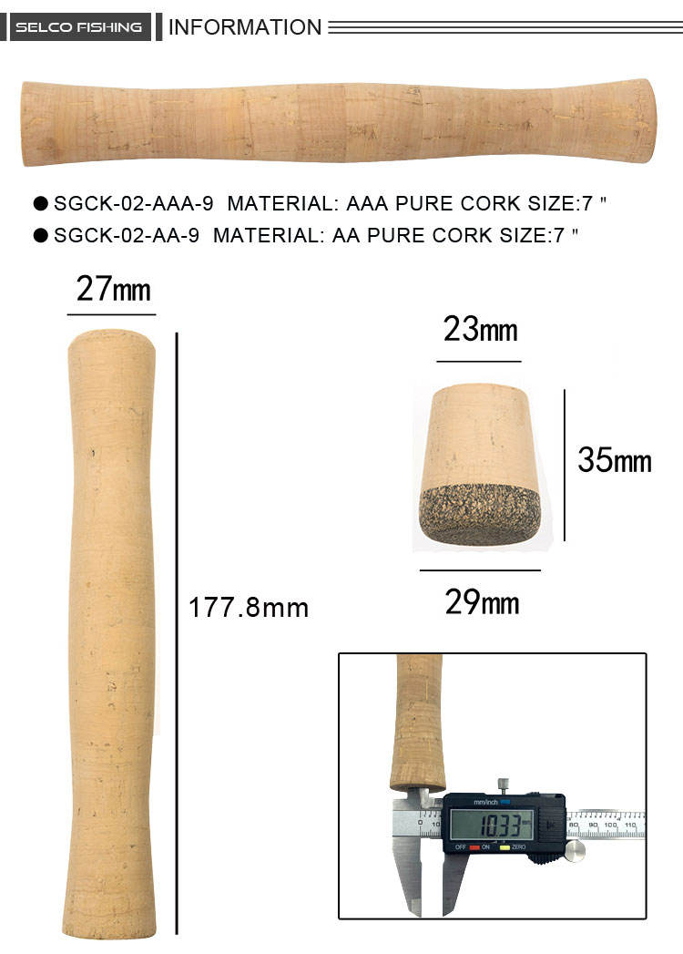 Fly Rod Cork Grip Half Wells Recessed Bore Handle for Fishing Rod