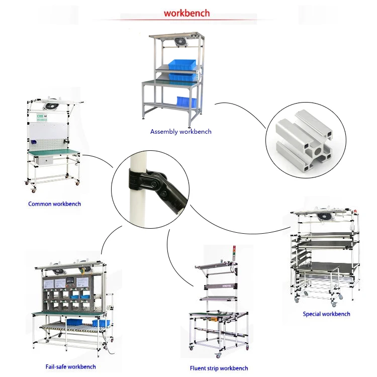 Custom Aluminium Profile Workbench Esd Repair Bench Assembly Pipe Workbench for Assembly Line